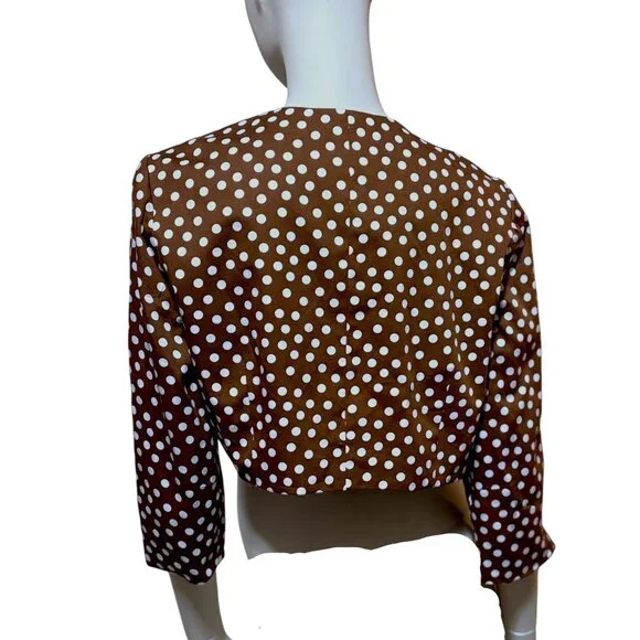 Vintage Talbots Bolero 8 Jacket Cropped Polka Dot Old Hollywood Rockabilly - Picture 3 of 7